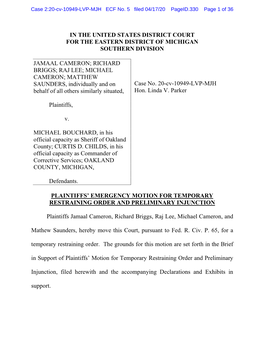 Pdfoakland County Jail Motion for TRO and PI.Pdf