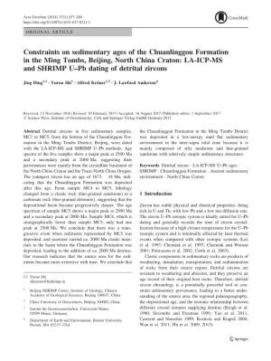 Constraints on Sedimentary Ages of the Chuanlinggou Formation in the Ming Tombs, Beijing, North China Craton: LA-ICP-MS and SHRIMP U–Pb Dating of Detrital Zircons