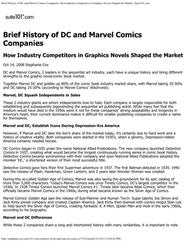 Brief History of DC and Marvel Comics Companies: How Industry Competitors in Graphics Novels Shaped the Market | Suite101.Com