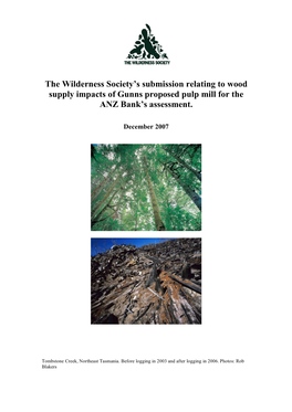 The Wilderness Society's Submission Relating to Wood Supply Impacts Of