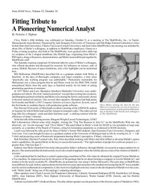 Fitting Tribute to a Pioneering Numerical Analyst by Nicholas J