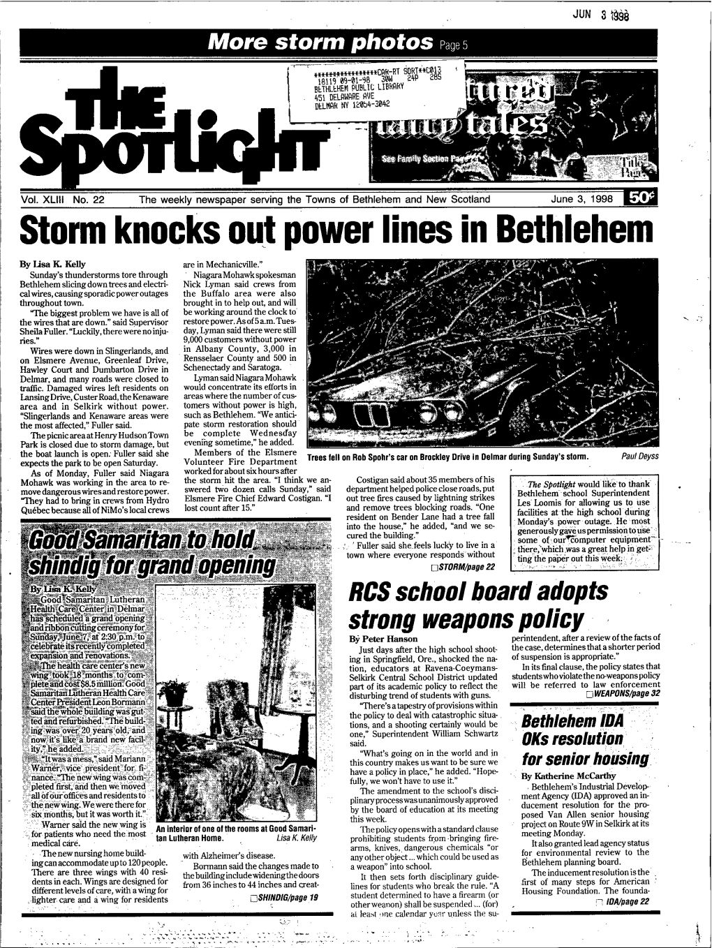 Storm Knocks Ou,T Power Lines in Bethlehem