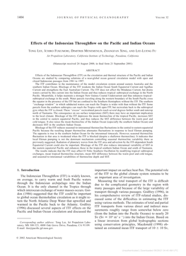 Effects of the Indonesian Throughflow on the Pacific and Indian Oceans