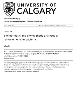 Bioinformatic and Phylogenetic Analyses of Retroelements in Bacteria