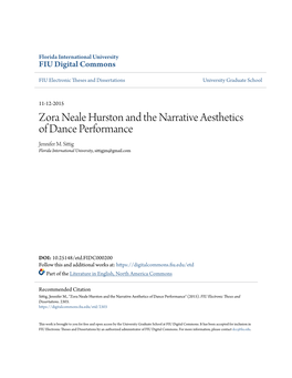 Zora Neale Hurston and the Narrative Aesthetics of Dance Performance Jennifer M