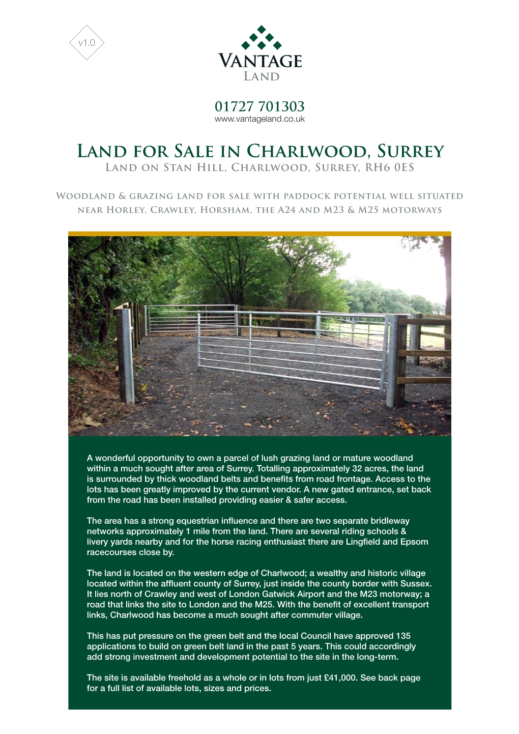 Land for Sale in Charlwood, Surrey Land on Stan Hill, Charlwood, Surrey, RH6 0ES
