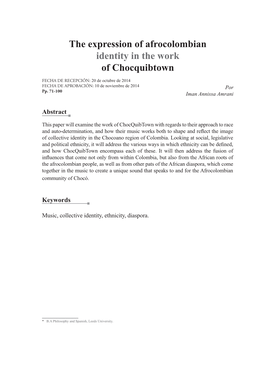 The Expression of Afrocolombian Identity in the Work of Chocquibtown