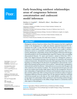 Early-Branching Euteleost Relationships: Areas of Congruence Between Concatenation and Coalescent Model Inferences