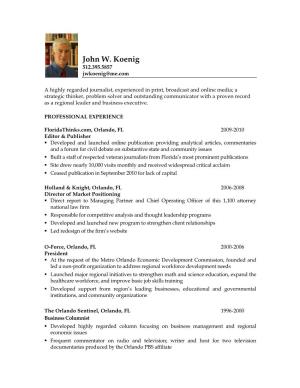 John Koenig J Resume 2011