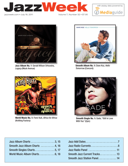Jazzweek with Airplay Data Powered by Jazzweek.Com • July 18, 2011 Volume 7, Number 32 • $7.95