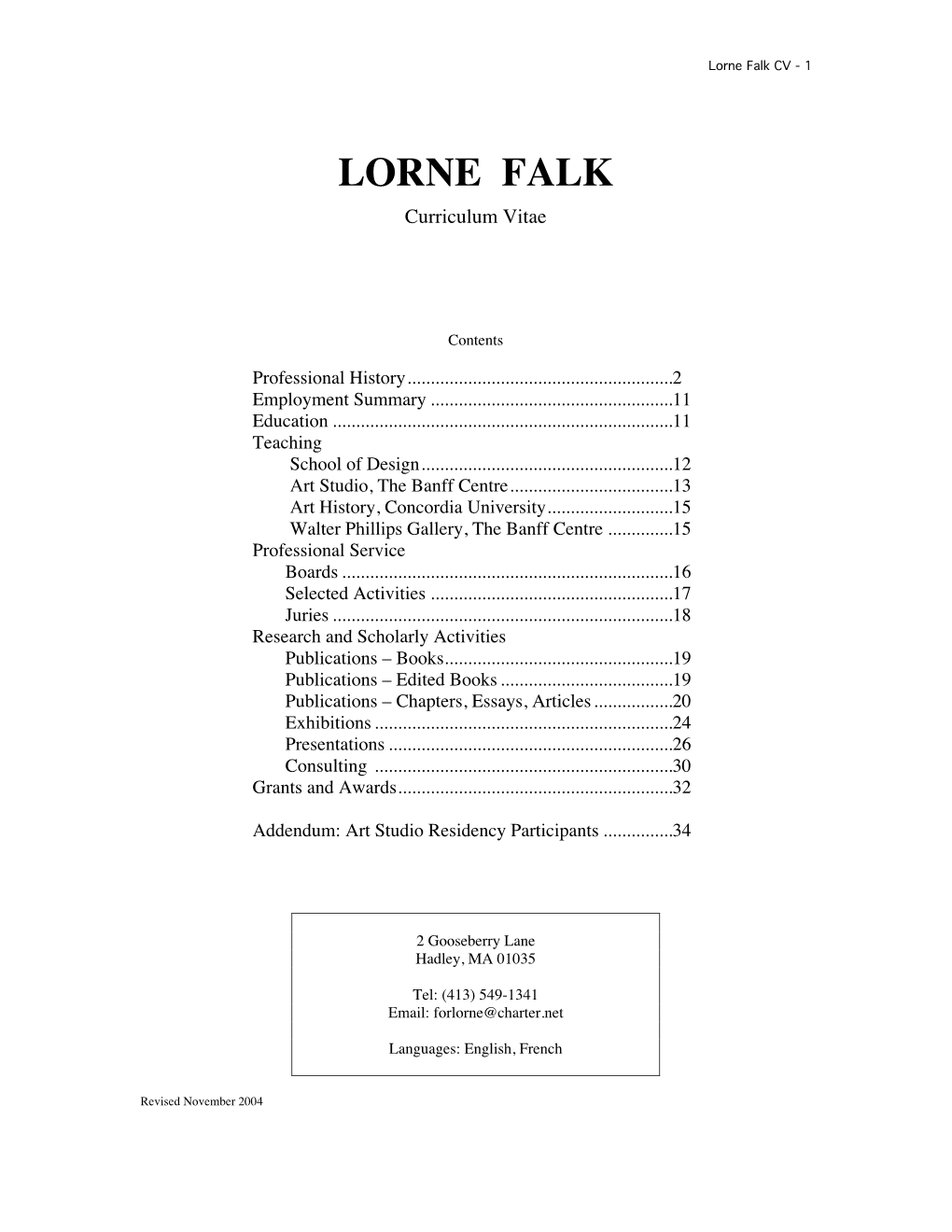 Lorne Falk CV - 1