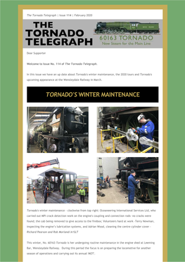 Tornado's Winter Maintenance, the 2020 Tours and Tornado's Upcoming Appearance at the Wensleydale Railway in March