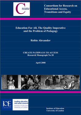 EFA, the Quality Imperative and the Problem of Pedagogy