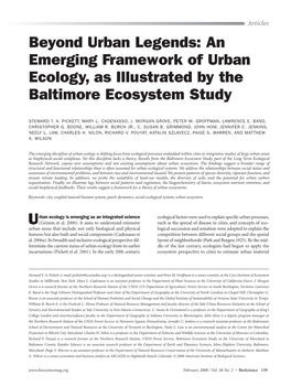 An Emerging Framework of Urban Ecology, As Illustrated by the Baltimore Ecosystem Study