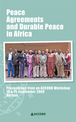 Peace Agreements and Durable Peace in Africa