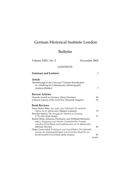 German Historical Institute London Bulletin Vol 24 (2002), No. 2