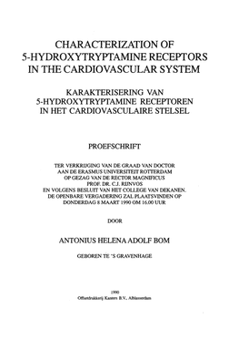 Characterization of 5-Hydroxytryptamine Receptors in the Cardiovascular System