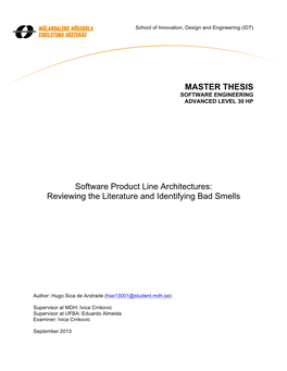 MASTER THESIS Software Product Line Architectures