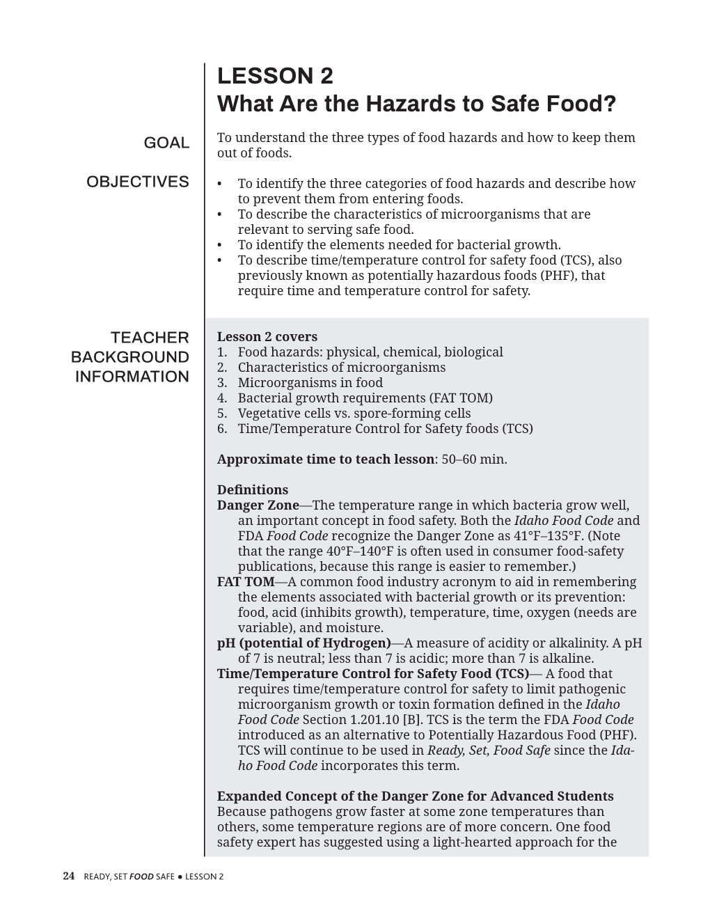 LESSON 2 What Are the Hazards to Safe Food?