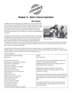 Handout 1A - Dylan’S Literary Inspirations