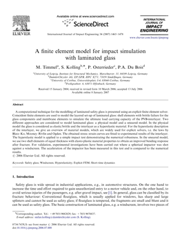 A Finite Element Model for Impact Simulation with Laminated Glass