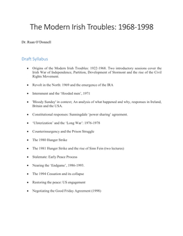 The Modern Irish Troubles: 1968-1998