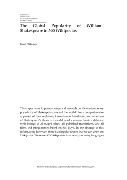 The Global Popularity of William Shakespeare in 303 Wikipedias