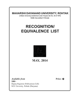 Recognition List of Examinations Recognised by the University.Pdf