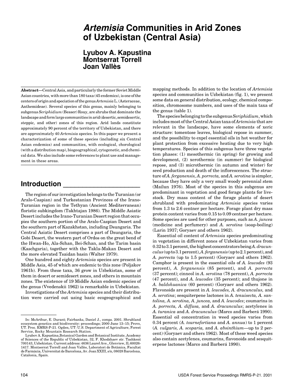 Shrubland Ecosystem Genetics and Biodiversity: Proceedings; 2000 June 13–15; Provo, 0.34 Percent (A