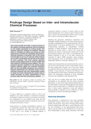 Prodrugs Design Based on Inter- and Intramolecular Chemical Processes