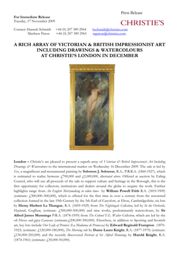 A Rich Array of Victorian & British Impressionist Art