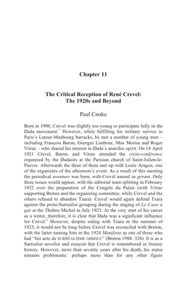 Chapter 11 the Critical Reception of René Crevel