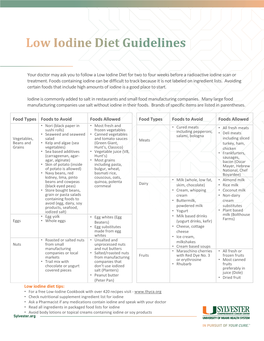 Low Iodine Diet Guidelines