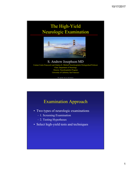 The High-Yield Neurologic Examination Examination Approach
