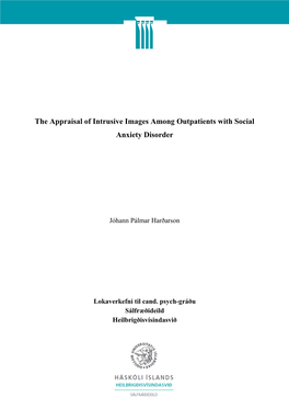 The Appraisal of Intrusive Images Among Outpatients with Social Anxiety Disorder