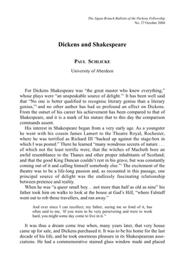 Dickens and Shakespeare