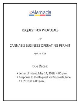 City of Alameda Request for Proposals for Cannabis Business Operating Permit