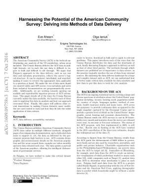 Harnessing the Potential of the American Community Survey: Delving Into Methods of Data Delivery