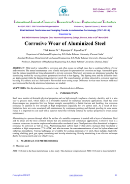 Corrosive Wear of Aluminized Steel