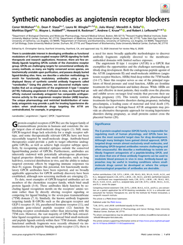 Synthetic Nanobodies As Angiotensin Receptor Blockers