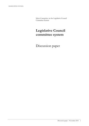 Legislative Council Committee System Discussion Paper