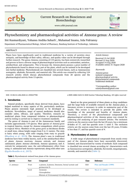 Phytochemistry and Pharmacological Activities of Annona Genus: a Review