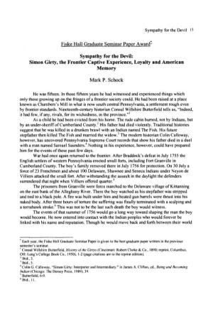 Simon Girty, the Frontier Captive Experience, Loyalty and American Memory