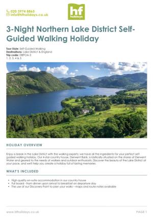 3-Night Northern Lake District Self- Guided Walking Holiday