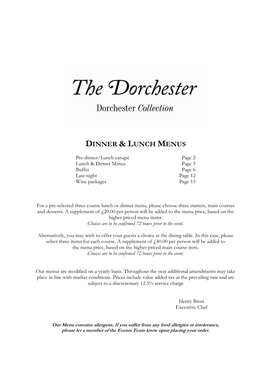 Lunch and Dinner Menus