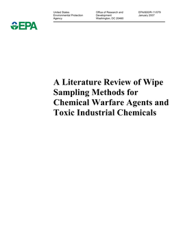 A Literature Review of Wipe Sampling Methods for Chemical Warfare Agents and Toxic Industrial Chemicals