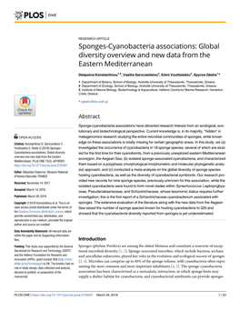 Sponges-Cyanobacteria Associations: Global Diversity Overview and New Data from the Eastern Mediterranean
