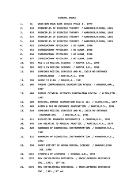 General Books 1. 31 Question Book Bank Series