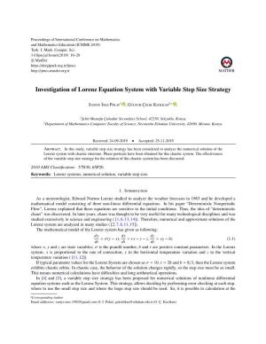 Investigation of Lorenz Equation System with Variable Step Size Strategy
