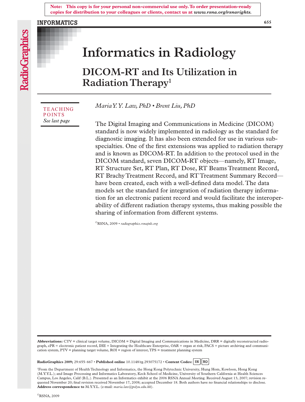 Informatics in Radiology DICOM-RT and Its Utilization in Radiation Therapy1